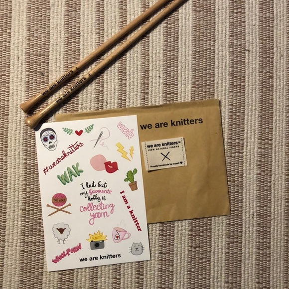 We are knitters needles & stickers